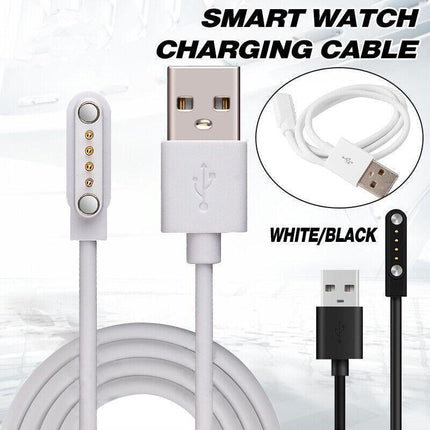 Universal Smart Watch Bracelet Charging Cable 4-Pin 2.54 Snap-on Charger Cords - White.