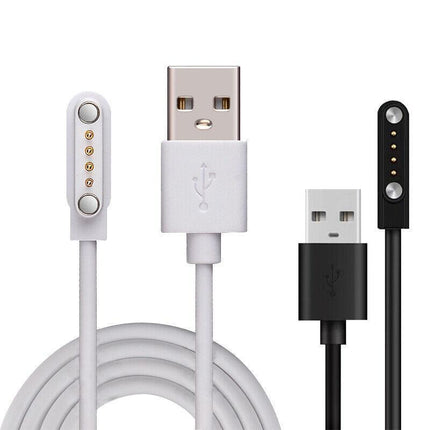 Universal Smart Watch Bracelet Charging Cable 4-Pin 2.54 Snap-on Charger Cords - White.