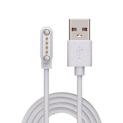 Universal Smart Watch Bracelet Charging Cable 4-Pin 2.54 Snap-on Charger Cords - White.