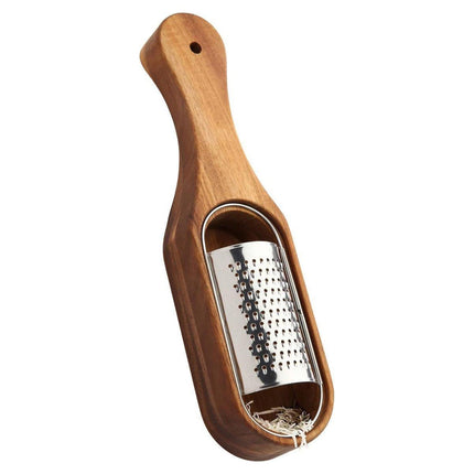 Premium Stainless Steel Cheese Grater with Acacia Wood Handle Scraper Planer.