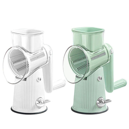 Multifunctional Vegetable Cutter Drum Slicer Kitchen Hand Cranked Grater Tool - Green.