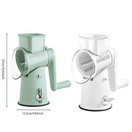 Multifunctional Vegetable Cutter Drum Slicer Kitchen Hand Cranked Grater Tool - Green.