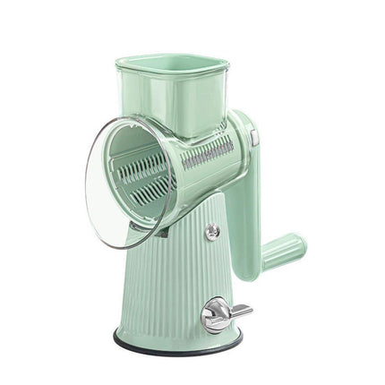 Multifunctional Vegetable Cutter Drum Slicer Kitchen Hand Cranked Grater Tool - Green.