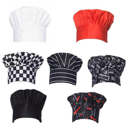 Adjustable Chef Cap with Elastic Band for Kitchen Cooking Baking Catering Use - White.