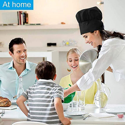 Adjustable Chef Cap with Elastic Band for Kitchen Cooking Baking Catering Use - White.