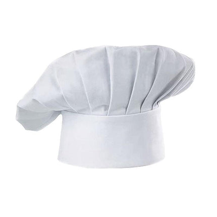 Adjustable Chef Cap with Elastic Band for Kitchen Cooking Baking Catering Use - White.
