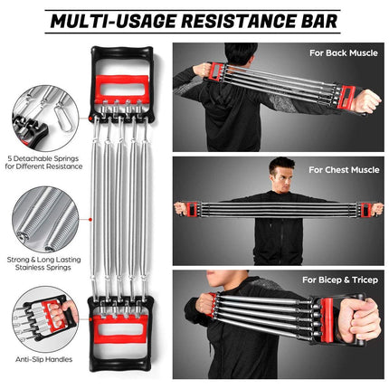 Mens Chest Expander Resistance Bands Pedal Puller Home Gym Workout Equipment.