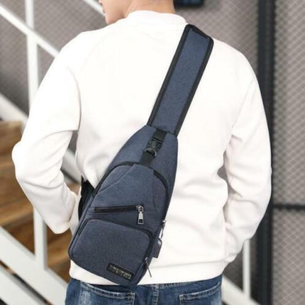 Durable Mens Chest Bag Shoulder Backpack Man Sling Cross Body Satchel Travel Bag - Blue.