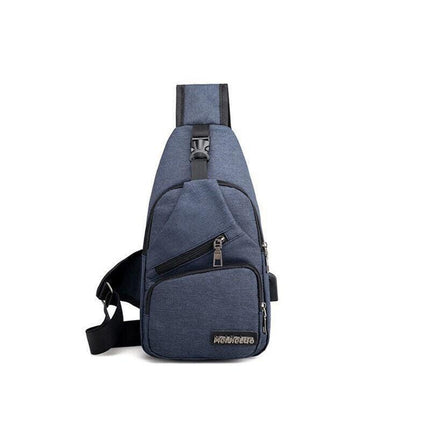 Durable Mens Chest Bag Shoulder Backpack Man Sling Cross Body Satchel Travel Bag - Blue.