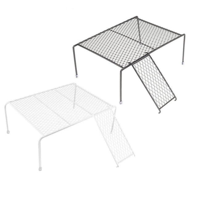 Metal Iron Chicken Feeding Ladder Grid Shelving Landscaping Platform Supplies - White-S.