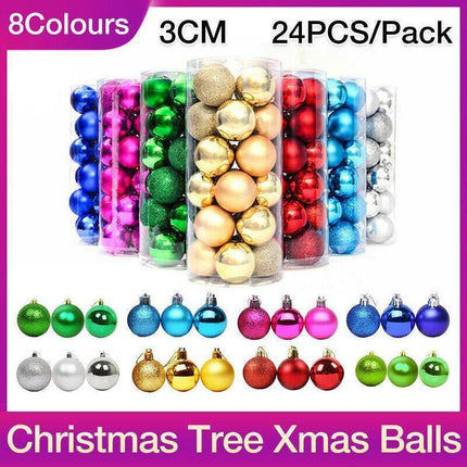 24Pcs/Pack Christmas Tree Xmas Balls Decorations Baubles Party Wedding Ornament - Fruit Green.
