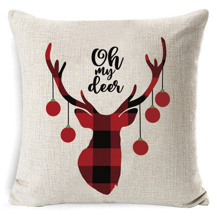 1Pc Christmas Square Cushion Cover Throw Waist Pillow Case Sofa Home Decor - Deer.