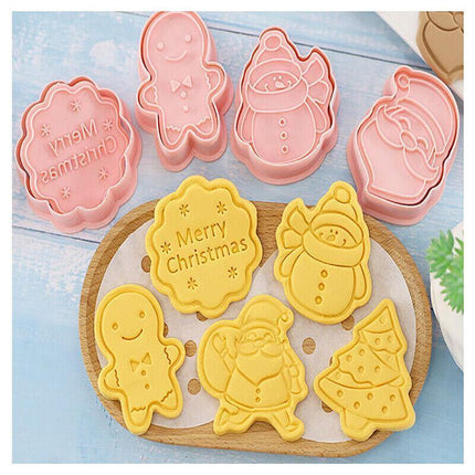 8PCS Christmas Cookie Cutter Set 3D Biscuit Moulds for Baking Fondant Pastry.