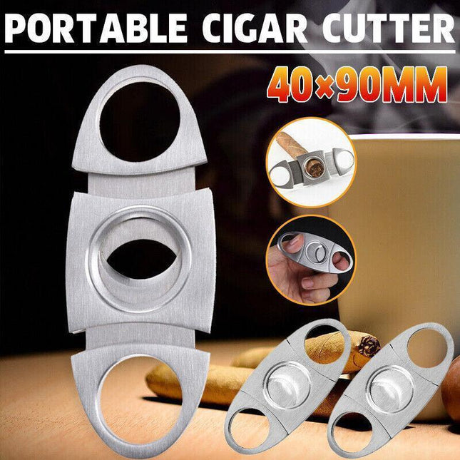 Cigar Cutter Double Blades Knife Scissors Stainless Steel Tobacco Tool.