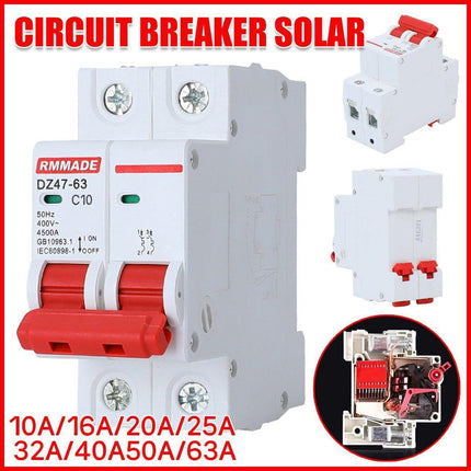 AC Circuit Breaker Solar 220-380V 2Pole Double MCB Mini 10-63 Amp - 16A.