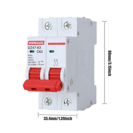 AC Circuit Breaker Solar 220-380V 2Pole Double MCB Mini 10-63 Amp - 16A.