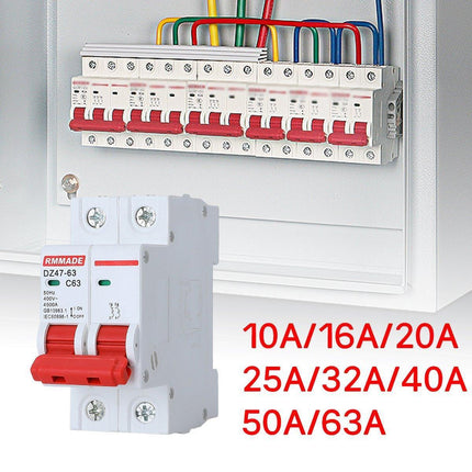 AC Circuit Breaker Solar 220-380V 2Pole Double MCB Mini 10-63 Amp - 16A.