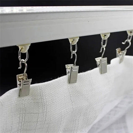 50PCS Stainless Steel Curtain Clip Hooks Strong Load-bearing Shower Accessories - Silver White.