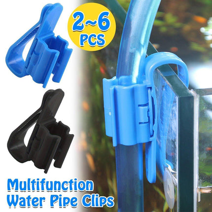 2/4/6PCS Aquarium Fish Tank Filtration Clip Water Tube Hose Clamp Holder Set - Black-2PCS.