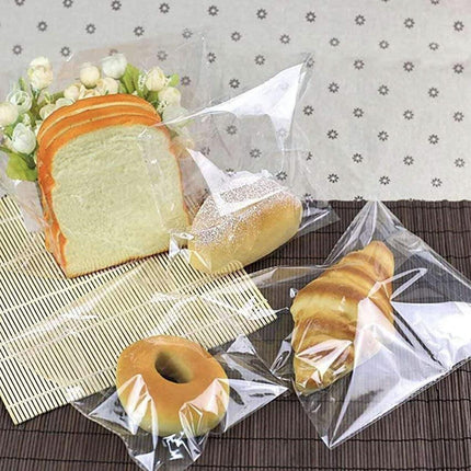 100X Translucent Plastic Candy Packaging Bags Self Adhesive Cookie Biscuit Bags - 14*14.