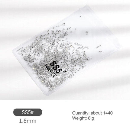 1440Pcs Glitter Rhinestones Crystal Flat Clear Bottom Glass Nail Art Nail Drill - Clear Crystal-SS12.