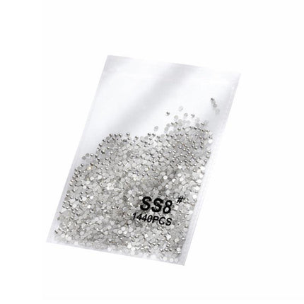1440Pcs Glitter Rhinestones Crystal Flat Clear Bottom Glass Nail Art Nail Drill - Clear Crystal-SS12.