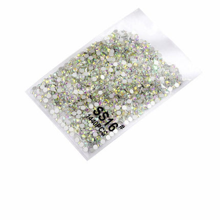 1440Pcs Glitter Rhinestones Crystal Flat Clear Bottom Glass Nail Art Nail Drill - Clear Crystal SS3.