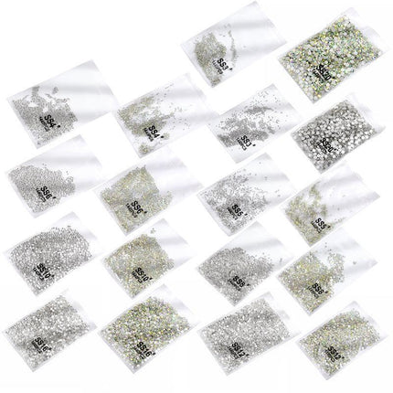 1440Pcs Glitter Rhinestones Crystal Flat Clear Bottom Glass Nail Art Nail Drill - Clear Crystal SS8.