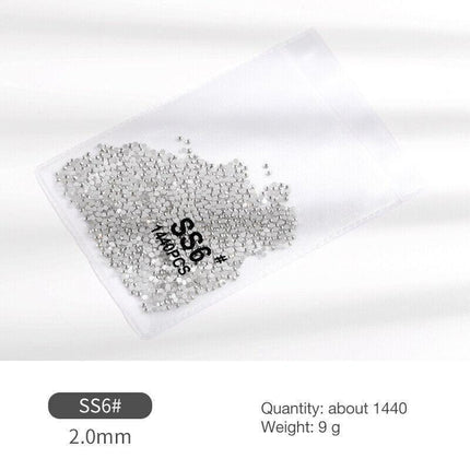 1440Pcs Glitter Rhinestones Crystal Flat Clear Bottom Glass Nail Art Nail Drill - Clear Crystal SS20.