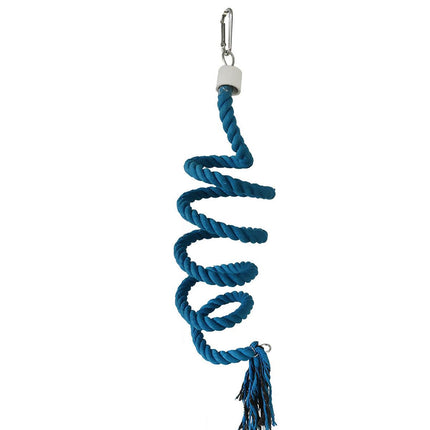 Bird Climbing Rope Toy Cotton Spiral Ladder Parrot Cage Hanging Swing Pet Toy - Blue.