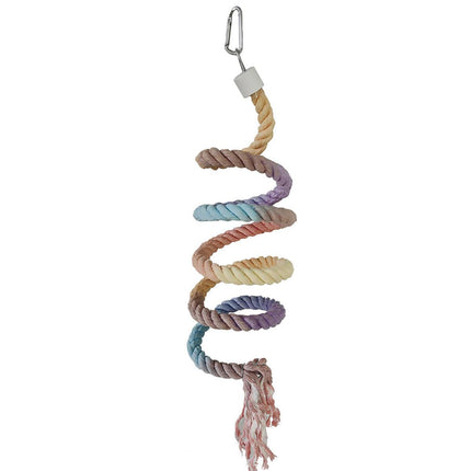 Bird Climbing Rope Toy Cotton Spiral Ladder Parrot Cage Hanging Swing Pet Toy - Blue.