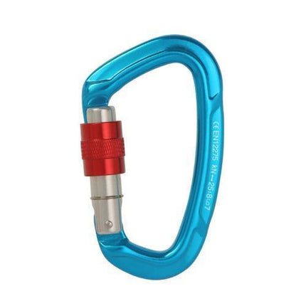 25KN Screwgate Locking Rock Climbing Carabiner Clip Aluminum D Ring Hook Buckle - Black.