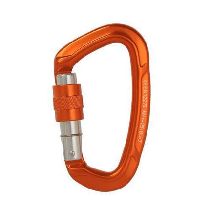25KN Screwgate Locking Rock Climbing Carabiner Clip Aluminum D Ring Hook Buckle - Black.