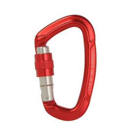25KN Screwgate Locking Rock Climbing Carabiner Clip Aluminum D Ring Hook Buckle - Black.