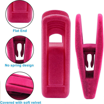 Clothes Drying Clips 20 Pack Velvet Flocking Trouser Pegs Hanger Grip Clamp Set - Beige.