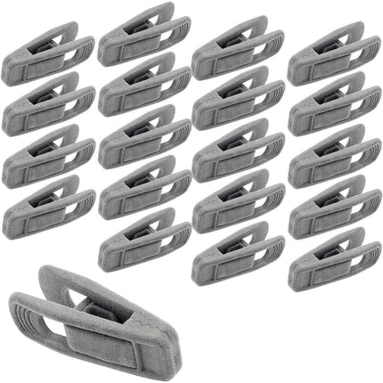 Clothes Drying Clips 20 Pack Velvet Flocking Trouser Pegs Hanger Grip Clamp Set - Beige.