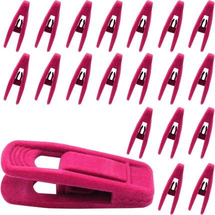 Clothes Drying Clips 20 Pack Velvet Flocking Trouser Pegs Hanger Grip Clamp Set - Beige.