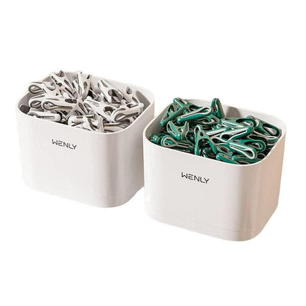 24pcs Clothes Pegs with Storage Basket Laundry Sock Clips Non Slip Drying Hanger - White.