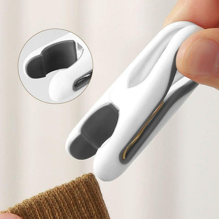 24pcs Clothes Pegs with Storage Basket Laundry Sock Clips Non Slip Drying Hanger - White.