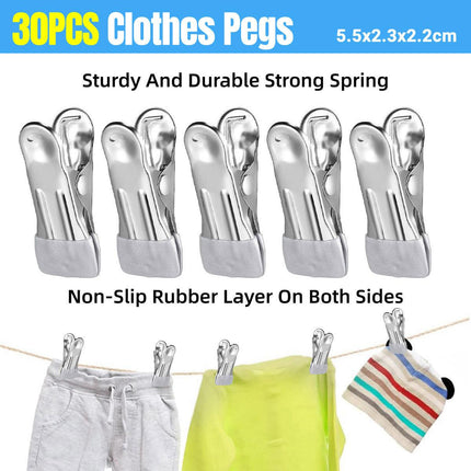 30pcs Multi Functional Stainless Steel Clothes Drying Clips Windproof Clips.