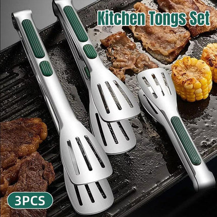 3pcs Stainless Steel Food Holders Kitchen Grill Steak Food Holder Cooking Tools.