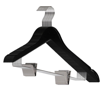 10 Pcs Wooden Non-Slip Wide Shoulder Clothes Hanger with Clip for Hotel Wardrobe - Wood.