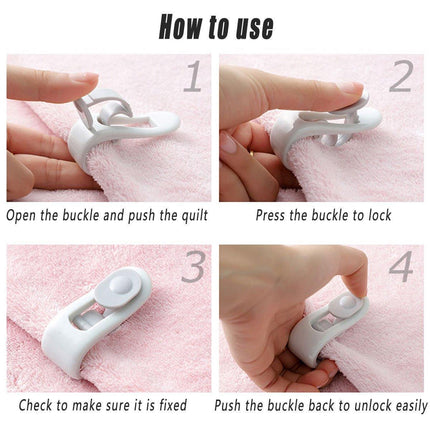 10/20pcs Quilt Retainer Cover Clips Invisible Needle-Free Thumb Buckle Bedding - Pink+Green-20PCS.