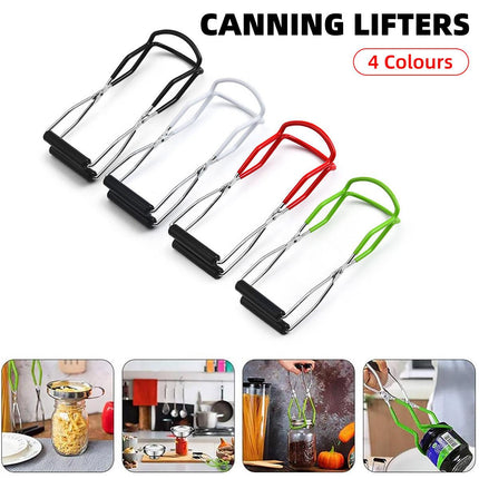 Stainless Steel Canning Jar Lifter Anti-Slip Lifting Tongs Gripper Anti-scalding - White.