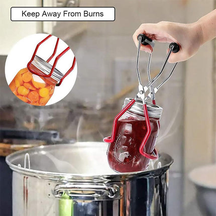 Stainless Steel Canning Jar Lifter Anti-Slip Lifting Tongs Gripper Anti-scalding - White.
