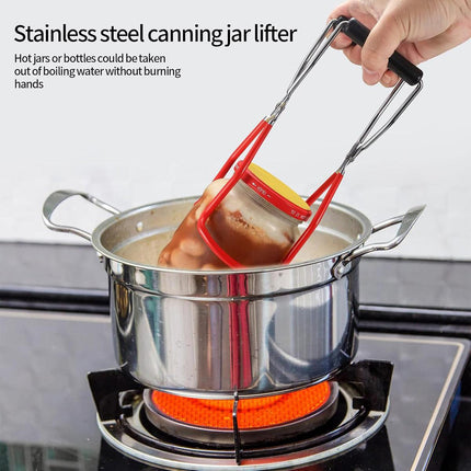 Stainless Steel Canning Jar Lifter Anti-Slip Lifting Tongs Gripper Anti-scalding - White.