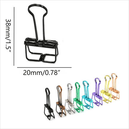 Solid Color Hollow Out Swallowtail Metal Binder Bookmark Clips Office Supplies - Black.