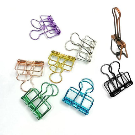 Solid Color Hollow Out Swallowtail Metal Binder Bookmark Clips Office Supplies - Silver.