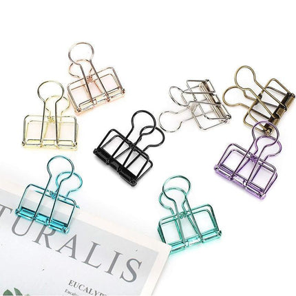 Solid Color Hollow Out Swallowtail Metal Binder Bookmark Clips Office Supplies - Silver.