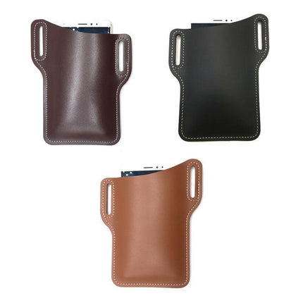 Leather Phone Holster Pouch Belt Clip Loop Waist Bag Cover Case for Men - Black.